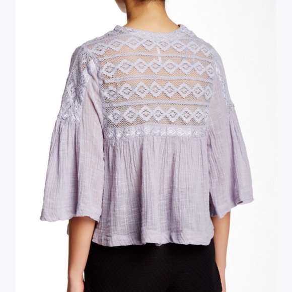FREE PEOPLE Lavender Carry Me Away Gauze Top sz M - Picture 3 of 8